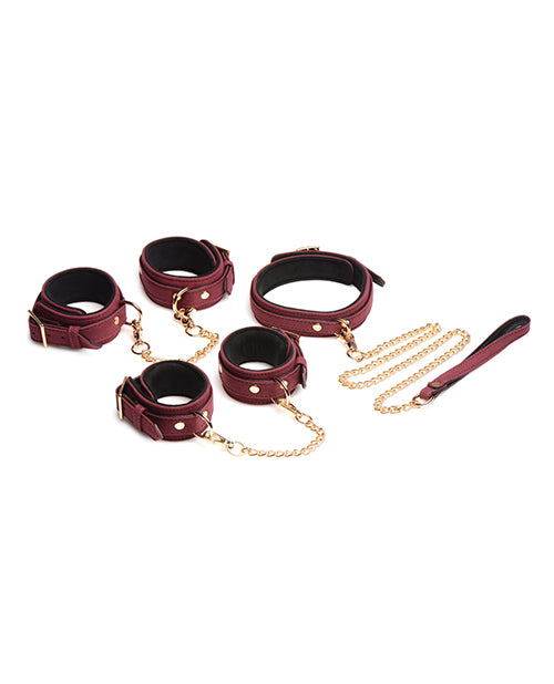 Master Series Velvet 6 Pc Bondage Set - Burgundy