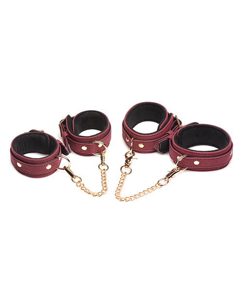 Master Series Velvet 6 Pc Bondage Set - Burgundy