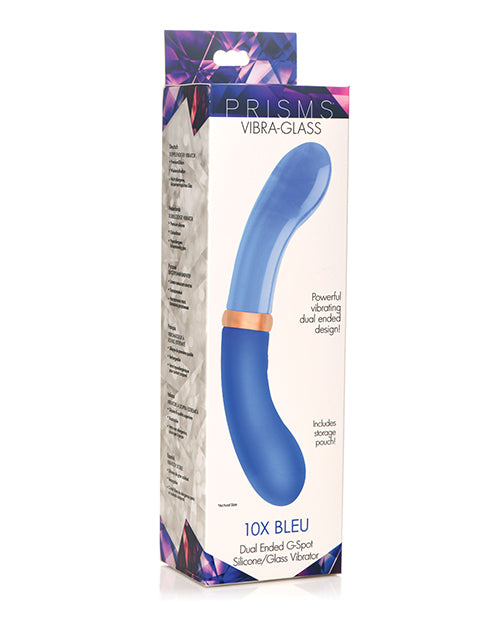 Prisms Vibra-glass 10x Dual Ended G Spot Silicone-glass Vibrator - Bleu