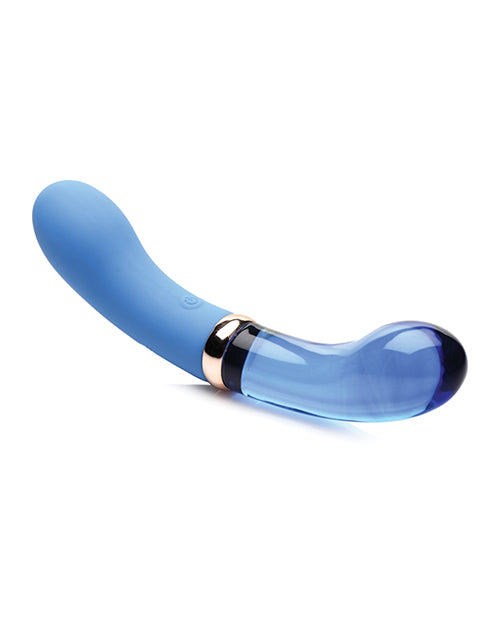 Prisms Vibra-glass 10x Dual Ended G Spot Silicone-glass Vibrator - Bleu