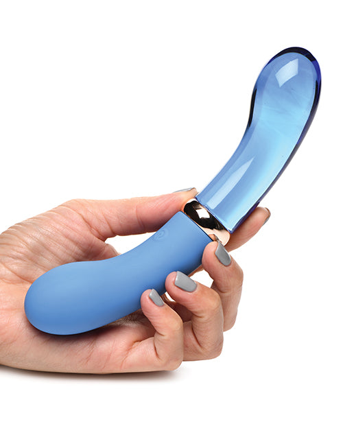 Prisms Vibra-glass 10x Dual Ended G Spot Silicone-glass Vibrator - Bleu